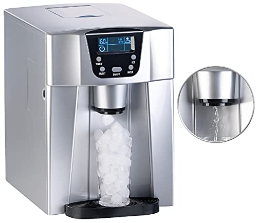 Rosenstein & Söhne Eismaschine: Premium-Eiswürfelmaschine mit Eiswürfel- & Kaltwasserspender, 2 Liter (Eiswürfelmaschine eckige Würfel, Eiswürfelmaschine eckige Eiswürfel, Eiswürfelmaschiene) – Bild 3