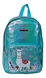 Bolsa Mochila Costas Infantil Menina Brilhosa Llama Lili July Cor:Azul;tamanho:M;Gênero:Feminino