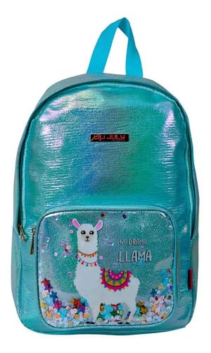 Bolsa Mochila Costas Infantil Menina Brilhosa Llama Lili July Cor:Azul;tamanho:M;Gênero:Feminino