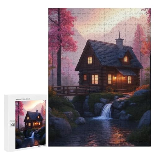 静かな小川のそばの小屋ジグソーパズル パズル レジャー 子供/大人用 減圧 誕生日プレゼント 贈り物 パズル 初心者向け ギフト 誕生日 クリスマス 500 PCS