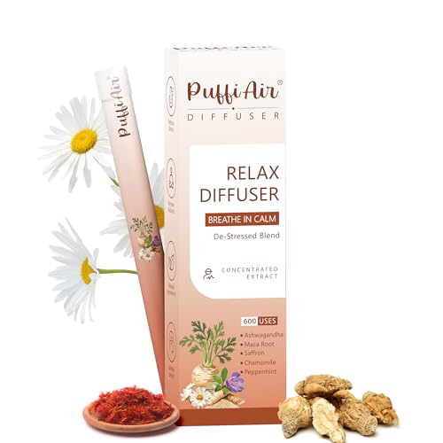 Image of Herbal Diffuser Pen, Relax Diffuser with Chamomile, Peppermint, Saffron, Ashwagandha & Black Maca Root for Breathing in Calm, All Natural Swap - Up to 600 Uses (Varies by Usage), 1 Diffuser, 1 Pack