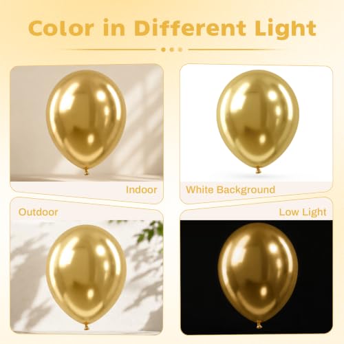 Image of Metallic Gold Balloons, 12 Inch Chrome Gold Latex Party Balloons | 30 Pack Gold Balloons for Birthday, Retirement, New Years, Anniversary, Graduation, Bachelorette, Casino Disco Decor