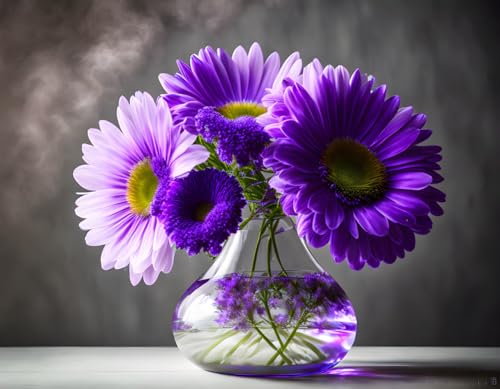 Vase de marguerites violettes SERENDIPITP poster toile sans cadre