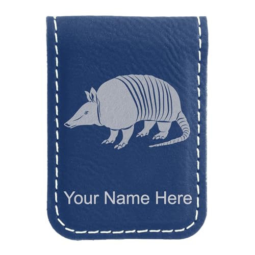 LaserGram Slim Magnetic Money Clip, Armadillo, Personalized Engraving Included (Dark Blue)