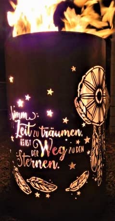 TiKo-Design Feuertonne/Feuerkorb mit Motiv – Zeit - Nimm dir Zeit zu...