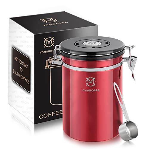 Magicafé Coffee Canister Vacuum Sealed - Co2 Grounds Valve Airtight Coffee Bean Container