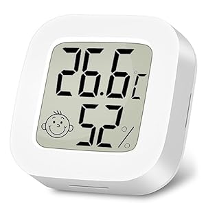 Ainiv Digitale hygrometer, 1 st, mini-binnenthermometer, hygrometer, led-display met comfortlogo voor omgevingsthermometer, voor thuis, kantoor, slaapkamer, tuin (wit)