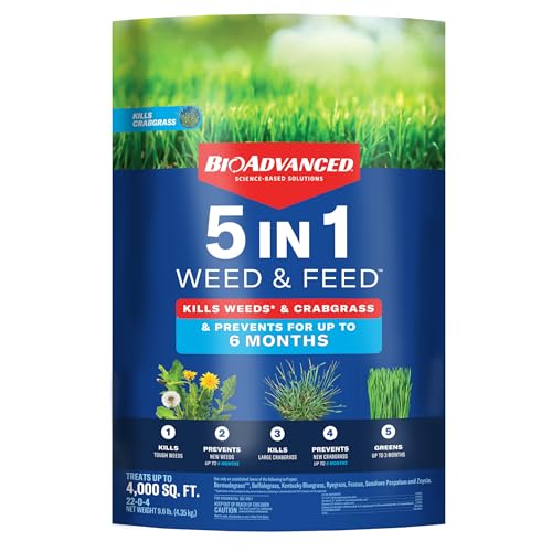 BioAdvanced 5-in-1 Weed and Feed Granules - Kills Lawn Weeds & Crabgrass - Feeds, Greens &...