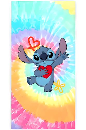 BrandMac Disney Stitch Serviette de Plage & de Bain 70x140 cm, 100% Coton | Serviette Enfant Douce...