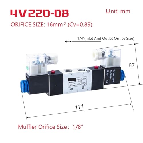 Électrovanne 4V220-08 DC12V bi-stable à double commande pneumatique 5/2 voies
