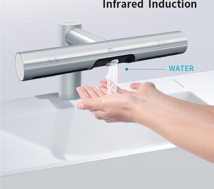 KLVN High-Speed Jet Hot Air Hand Dryer - Automatic HEPA Filter, Polished Stainless Steel, Sink-Mounted(Black)