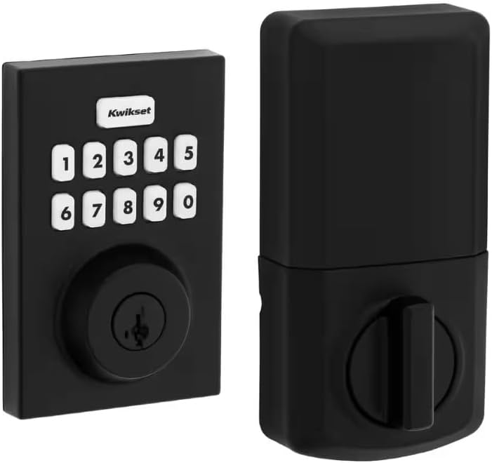 Kwikset Powerbolt 250 10-Button Keypad Matte Black Contemporary Electronic Deadbolt Door Lock, Featuring Convenient keyless Entry, Customizable User Codes and auto Locking Kwikset Powerbolt 250 10-Button Keypad Matte Black Contemporary Electronic Deadbolt Door Lock, Featuring Convenient keyless Entry, Customizable User Codes and auto Locking