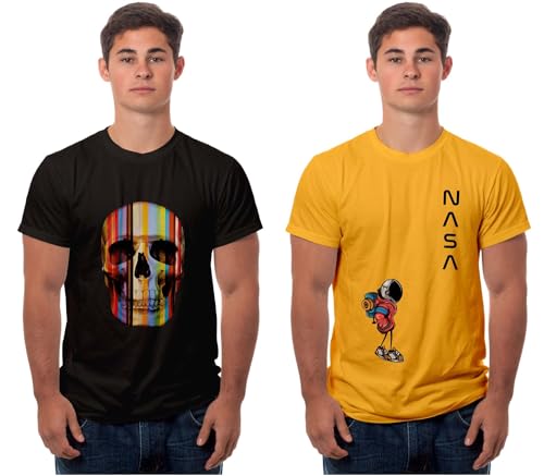 Image of Boodbuck Combo Packs of Printed Cotton T-Shirts: Multiple Quantity Options (2, 3, 4, or 5 T-Shirts)