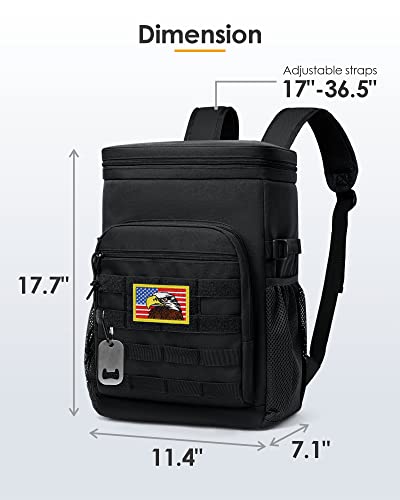 Tacticism Backpack Cooler 38 Cans Tactical Lunch Backpack For Men Work - Molle Soft Cooler Backpack Insulated Waterproof Leak Proof - Camping Beach Kayaking Hiking Fishing Accessories - Black #TOP1