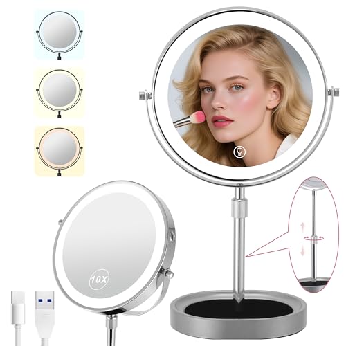Espejo de Maquillaje Ajustable con Luz Recargable 8 pulgadas miniatura 3