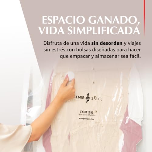 Bolsas de vacío colgantes de 105x70 cm para vestidos largos chaquetas y trajes con bomba de viaje 6