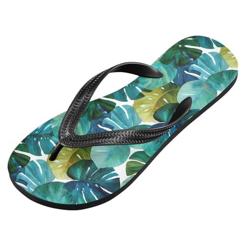 Flip Flop Sandals Tropical Leaf Print for Women Men Beach Outdoor XS2