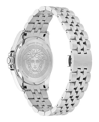 Versace Anteo Collection Luxury Mens Watch Timepieces with a Silver Bracelet Featuring a Stainless Steel Case and a Blue Dial3