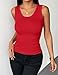 Zeagoo Womens Tank Tops 2026 Scoop Neck Ribbed Sleeveless Top Casual Basic Slim Fitted Knit Cami Tee Shirts A-red
