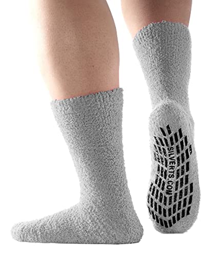 Image of Silverts Unisex Adaptive Clothing Non Slip Grip Socks, Assisted Dressing Hospital Slipper Socks for Elderly & Nursing Home