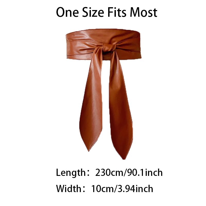COTIM COYIN Women's Obi Wrap Belts Wide Leather Cinch Tie Knotted Waist Belt for Dress4