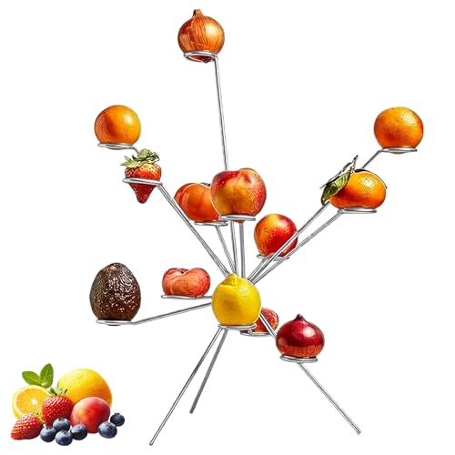 ZEELONA Exploded Fruit Bowl 360 Floating Style Display Fruits Stainless Steel Fruit Bowl Creative Aesthetic Home Decor Fruit Rack Tiered Fruit Stand For Kitchen Ventilation Keeps (Silver)