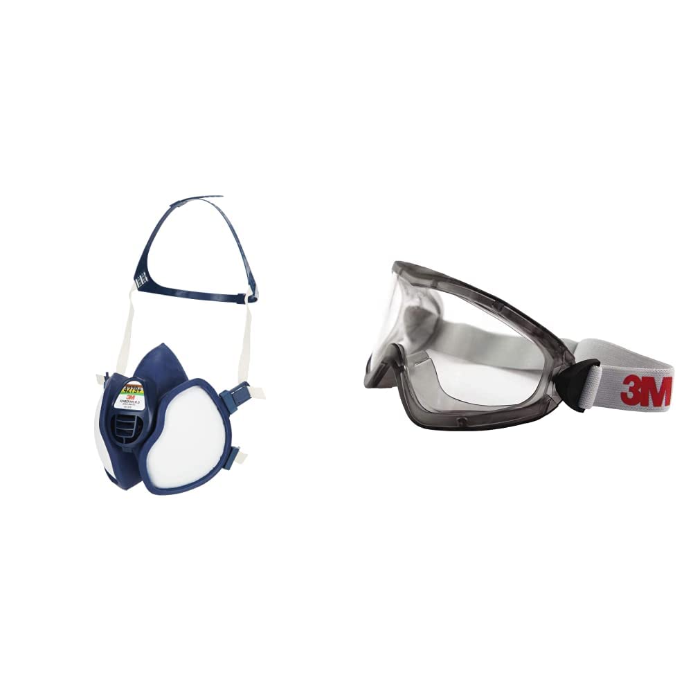 3M Atemschutz-Maske 4279+, ABEKP3, Schutz vor chemischen Stoffen wie Pestiziden und Reinigungsmitteln, 1 Maske & 2890SA Vollsichtbrille, 2890er Serie, AF, UV, A, ohne Belüftungsschlitze (gasdicht)