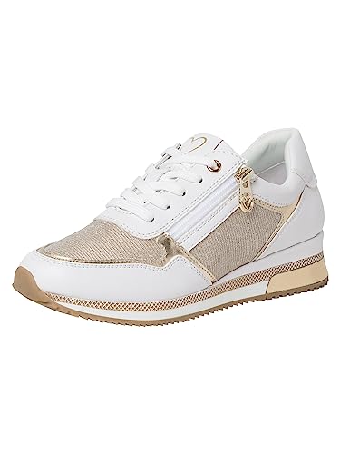 MARCO TOZZI Sneaker Donna Slip-on Retrò Con Chiusura Lampo 2-23739-44 - Cream Comb, Taglia 37, Suola Feel Me