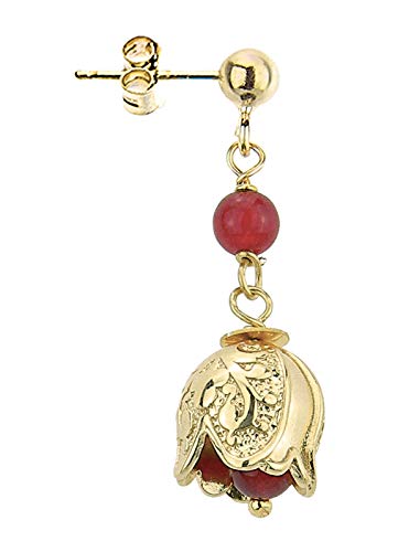 Lebole Gioielli - Pendientes de la colección Gótico Bell - Pendiente Bell individual pequeño Campana Rubí