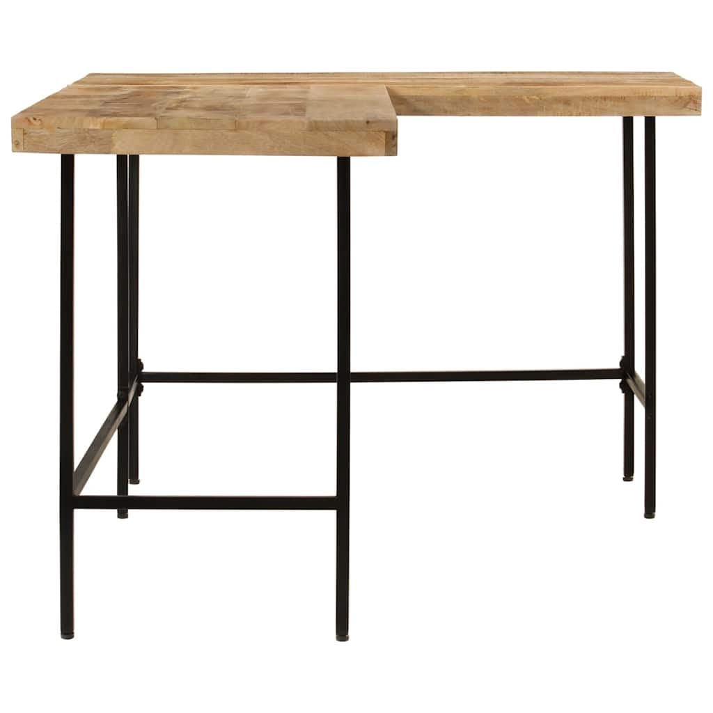 Hothingwell Biurko w kształcie litery L 165x110x77 cm z litego drewna mango | Solidne żelazne nogi, instalacja prawa lub lewa, unikalny rustykalny design