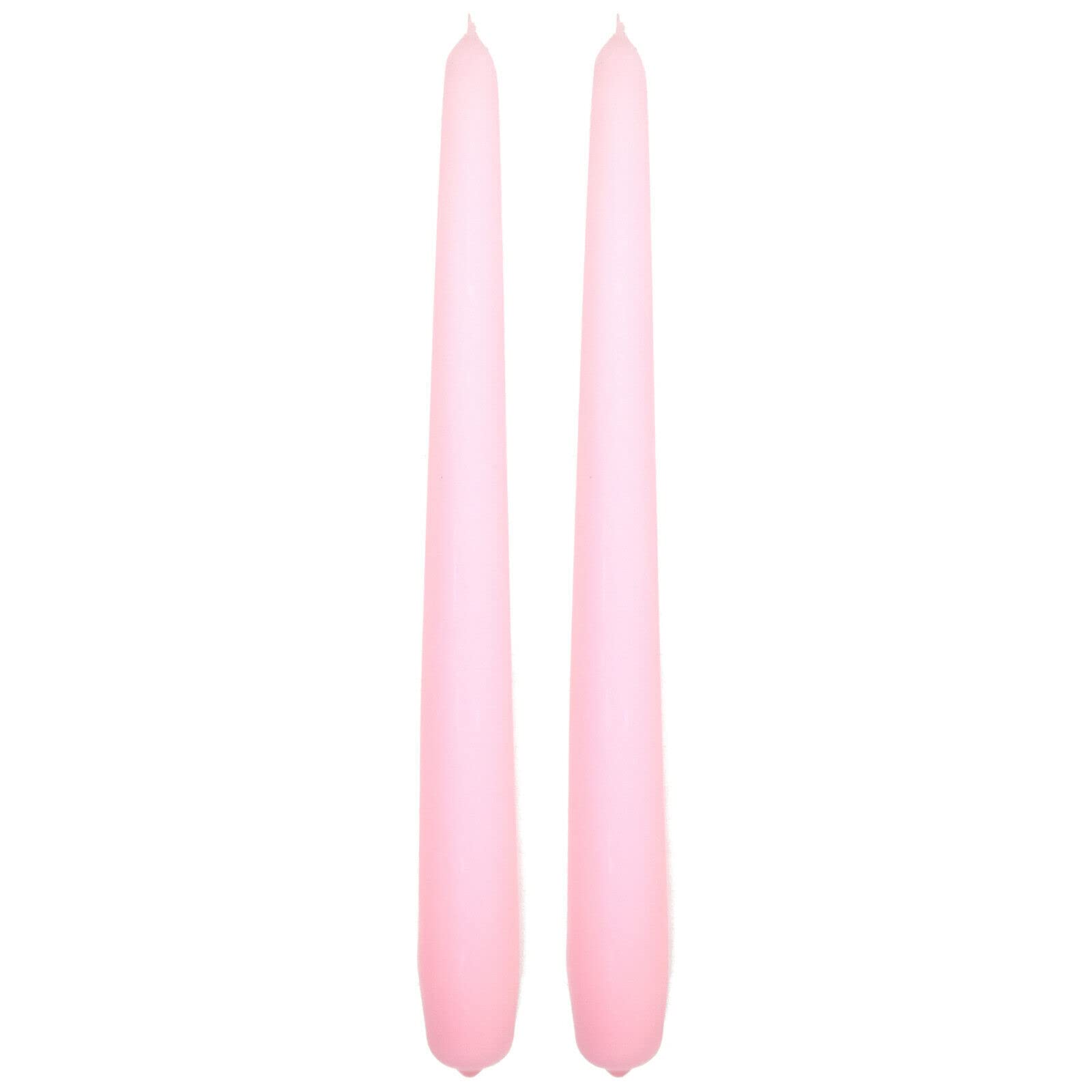 Tapered Dinner Candles, Pack of 2, Unscented, Long Burning Time, 24 cm / 9.45" (Rosy, Matt)
