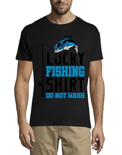 T-shirt de pêche haut de gamme en coton noir rigoureusement sélectionné pour homme actif