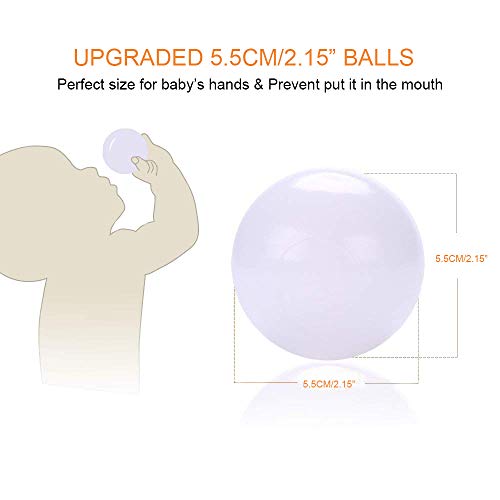 MoonxHome Pit Balls Crush Proof Plastic Children\'s Toy Balls Macaron Ocean Balls 2.15 Inch Pack of 100 White&Green&Pink