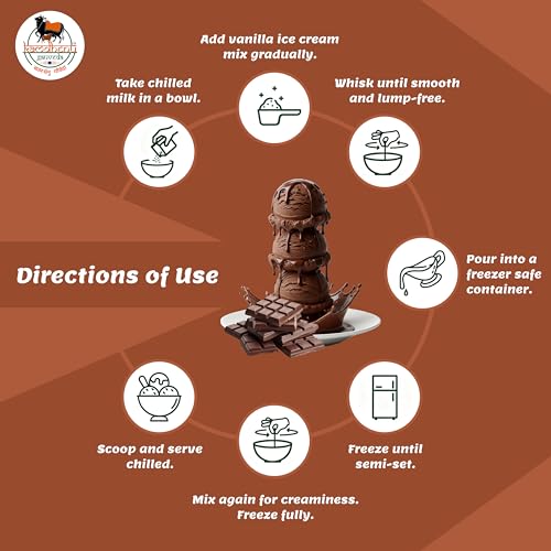 Image of Kamdhenu Gauveda Chocolate Ice Cream Mix Powder 150g - Instant Homemade Chocolate Ice Cream Premix | No Machine Needed | Eggless & 100% Vegetarian | Makes 500ml+ Soft Serve, Milkshake & Frozen Treat