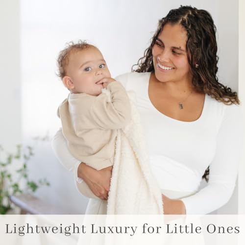 Image of Saranoni Bamboni Baby Blanket | Luxury Plush Super Soft Blanket | Breathable Comfort Infant Baby Blankets for Boys & Girls | Ivory, Mini - 15 inch x 20 inch