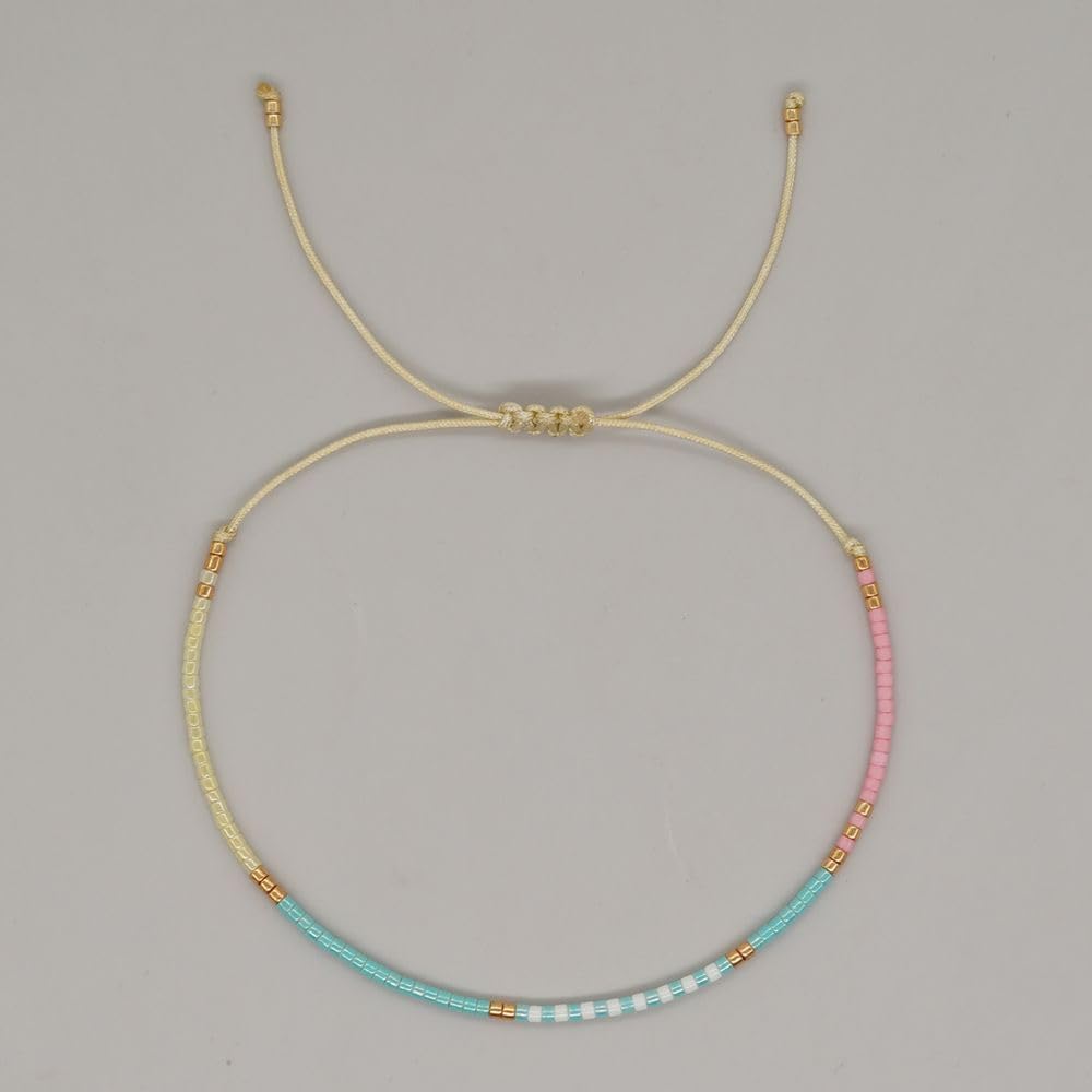 Dainty colorful beads bracelet handmade boho statement fashion jewelry