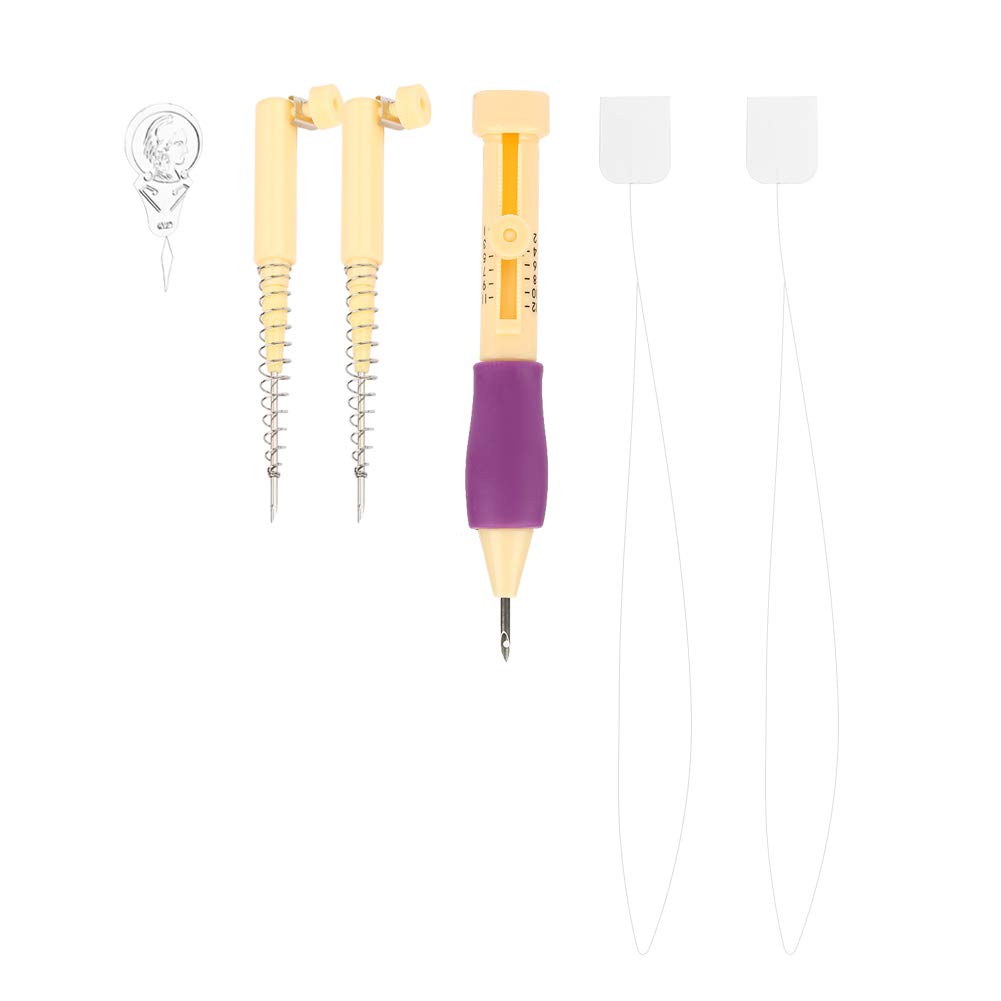 Tbest Russian Poke Fun Set,Embroidery Felting Needle Punch Pen with 2 Spring Needles Set Tool for DIY Craft