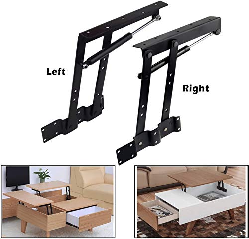 Image of GreatBBA 2pcs Folding Lift up Top Coffee Table Lifting Frame Desk Mechanism Hardware Fitting Hinge Spring Standing Rack Hinge Rack Bracket (Gas Hydraulic) | Hinge brackets only,screws not included,for lift top coffee tables,folding desks,storage tops and bench tops