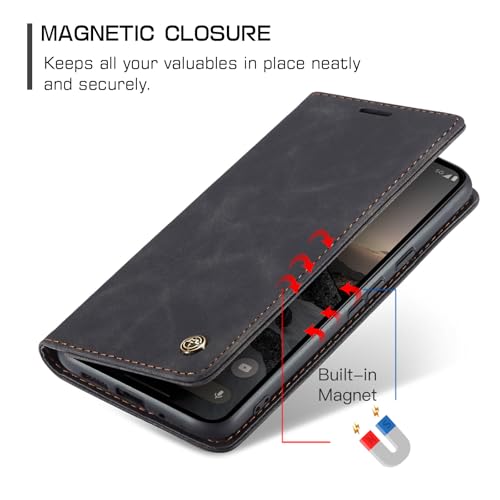 Cracedily for Google Pixel 9 / Pixel 9 Pro Case, Flip Wallet Leather Case with Card Holder Magnetic Closure Shockproof Kickstand Protective Phone Cases Cover for Google Pixel 9 Pro,Black - image 3