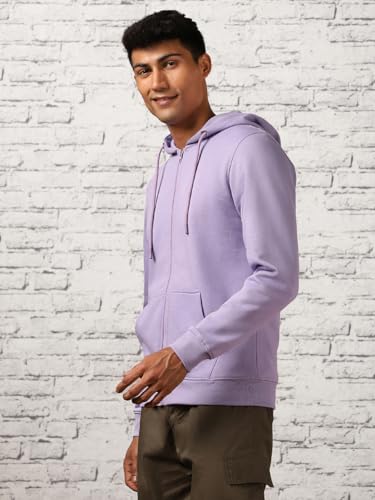 Image of Nobero Classic Zipper Hoodie for Men | Zip Up Hoodies for Men | Regular Fit | Full Zip Closure | Drawstring Hood | Zipped Hooded Sweatshirt | Cotton Rich Zipper Fleece Hoodie