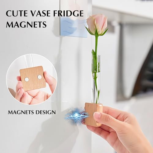 AGLOO Mini Vase Magnets for Fridge and Office - Cute Test Tube Planter (Set of 2)