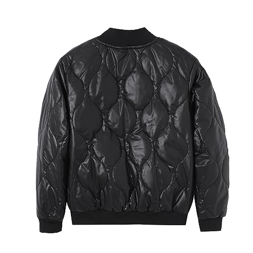 Image of BAICAIYU Kids Puffer Jacket Leather Lightweight Boys and Girl Winter Outerwear Waterproof Zipper Cardigan School Coat