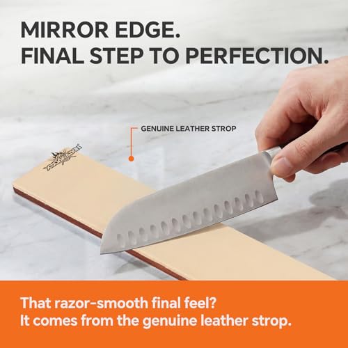 Image of Luxury Knife Sharpening Kit - Patented Multi-Angle Premium Rolling Knife Sharpener for Chef, Fruit, and All Steel Knives,Gift for Men /Dad (Brown)