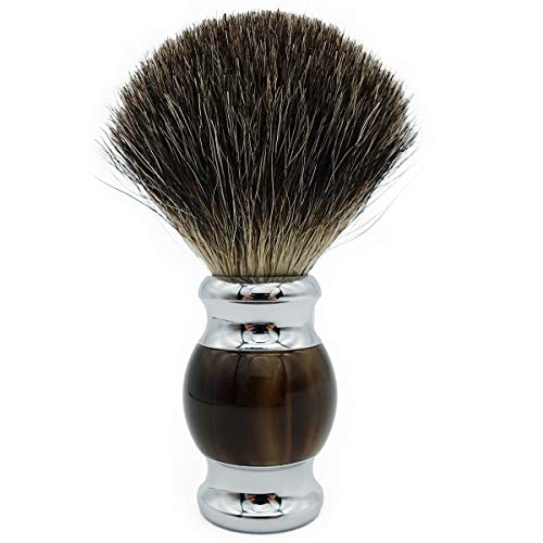 Bicrops Shaving Brush, Polished Handle, Best Gift For Gentleman (Brown Stripes)