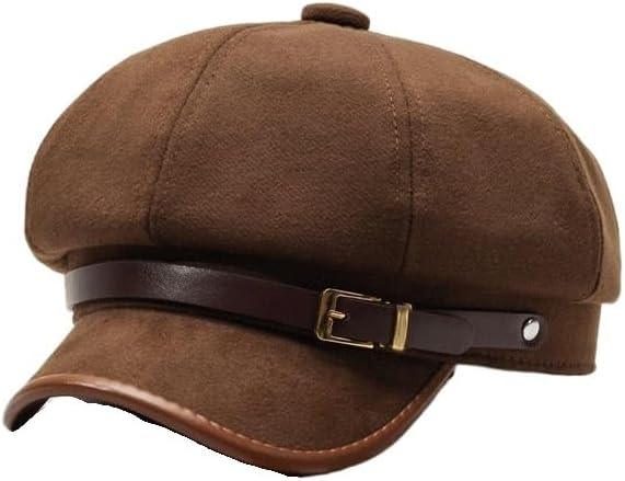 Versatile Suede Octagonal Hat for Winter Outdoor Warmth Women's Beret
