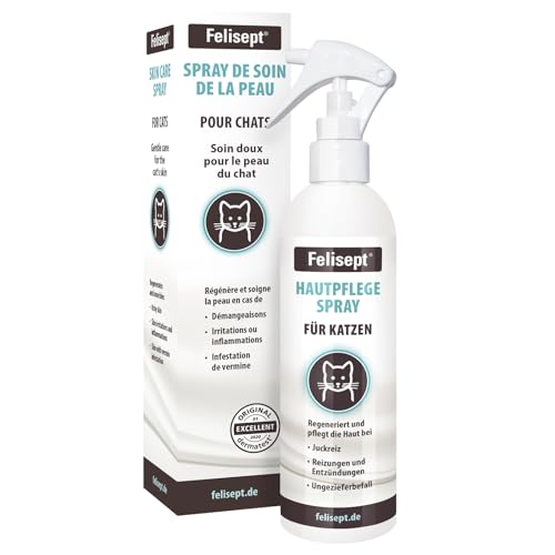 Felisept spray para el cuidado de la piel de los gatos 250ml - Spray Antipicores gatos - contra la caspa del gato - loción de cuidado suave con ingredientes activos naturales