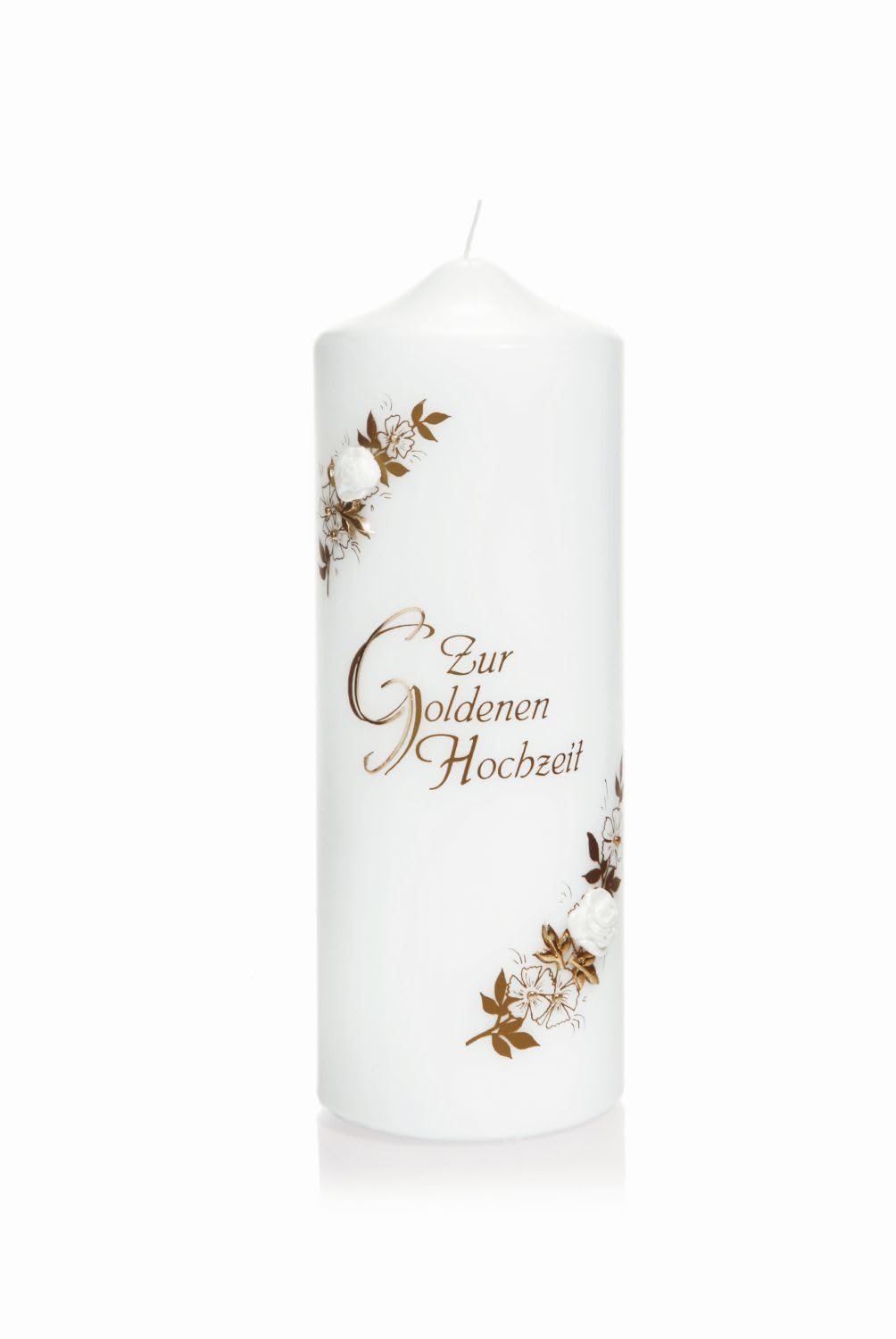 INNA-GLAS Candela nuziale MAVERICK, bianco-oro, 22 cm, Ø 7,8 cm
