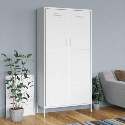 Mimdixy Armario Armario Dormitorio Wardrobes, Armario Blanco 90x50x180 cm Acero Armario Armario Armario Para Interior Y Exterior
