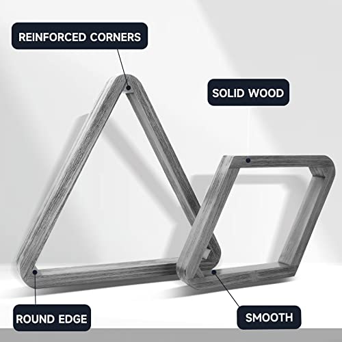 GSE Games & Sports Expert Deluxe Heavy Duty Solid Wood Billiard 8-Ball Triangle / 9-Ball Diamond Pool Ball Racks for 2-1/4" Pool Balls, Billiards Accessories - Image 2