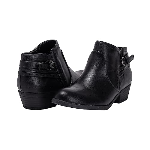 Girls Ankle Booties with Side Zipper and Decorative Buckle – Youth Sizes 11 to 5 – Stylish Low Heel Dress Boots for Kids and Preteens - RICO4